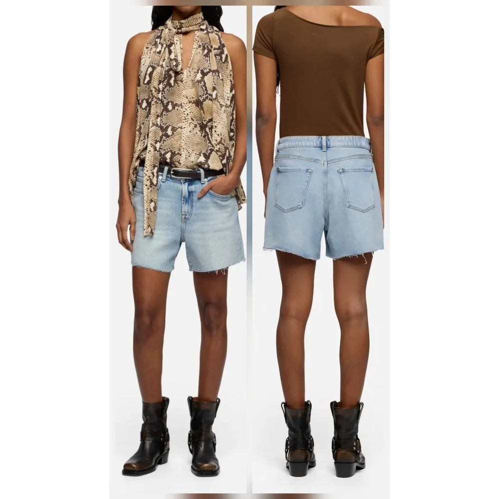NWT 7 For All Mankind Monroe Long Shorts in Ode To Raw Hem Women‎ Size 26